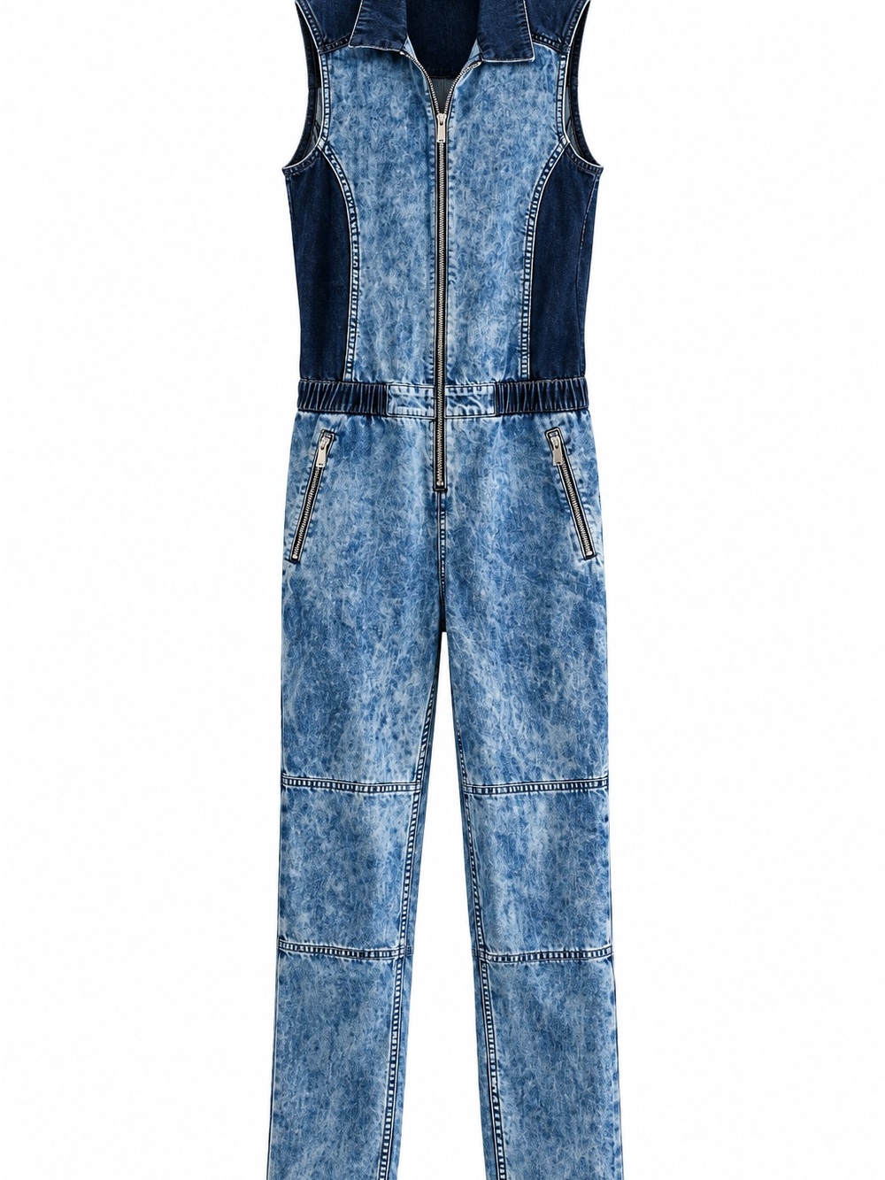 Karen Millen Blue Denim Sleeveless Jumpsuit